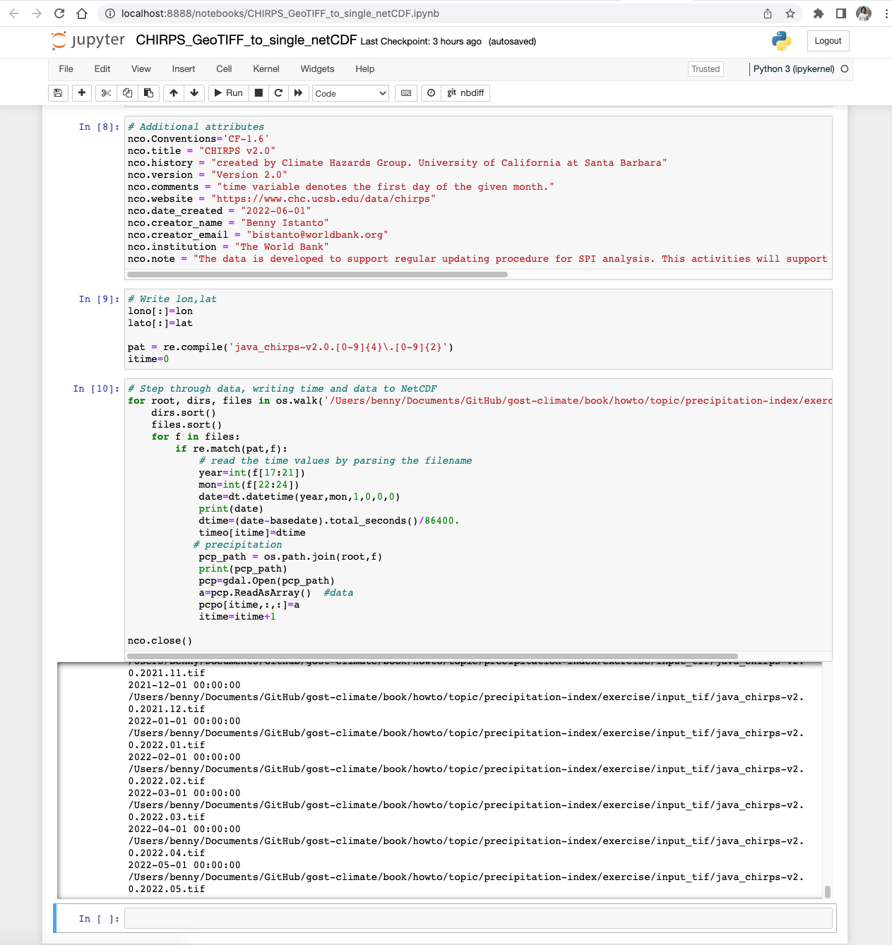 CHIRPS Jupyter Notebook