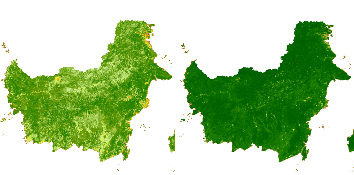 Figure 2. EVI and NDVI, July 2015